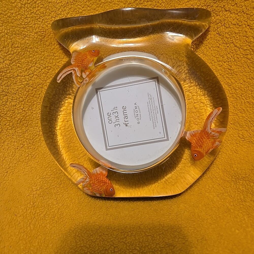 Lucite Clear Fishbowl Picture Frame Goldfish 90’s Retro